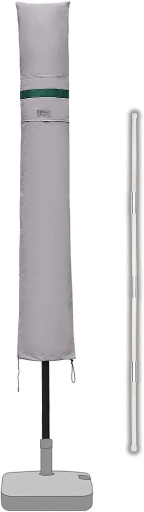 Sekey apsauginis skėčio užvalkalas su strypu, užvalkalas skersmeniui 200 cm / 200 x 150 cm / 200 x 125 cm sodo skėčiui, užvalkalas balkoniniam skėčiui, 100% poliesteris, atsparus vandeniui, šviesiai pilkas