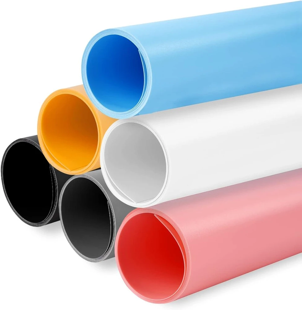 Objektyvas Selens pvc fonas fotografijai 50 x 100 cm, baltas, juodas, pilkas, rožinis, mėlynas, geltonas, vandeniui atsparus matinis fonas, skirtas foto studijai, maisto produktų rekvizitai (6 spalvos)