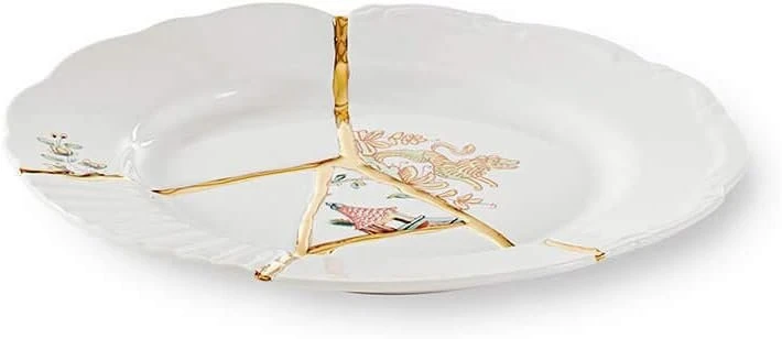 Seletti Kintsugi vaisių lėkštė iš porceliano ir 24 karatų aukso mod. 2