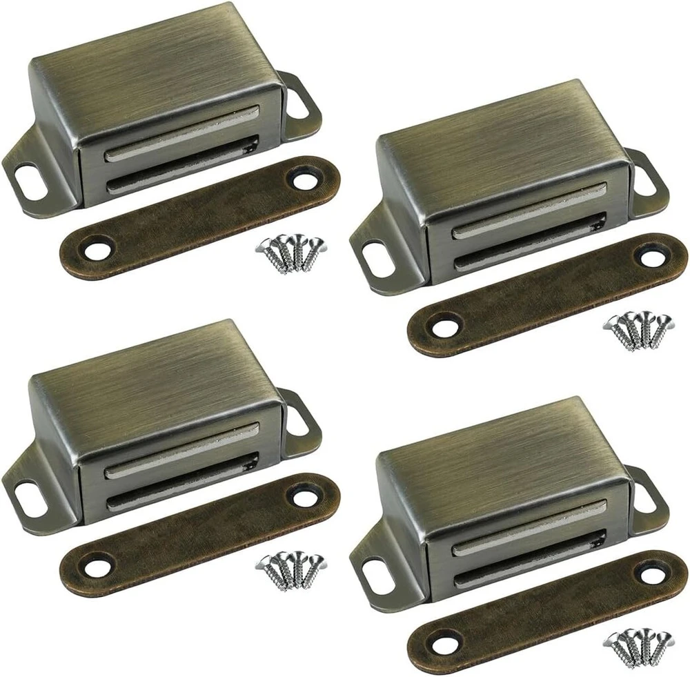 Selyse magnetiniai spynų magnetai spintelėms, stiprūs 14 kg magnetiniai užraktai, nerūdijančio plieno stalčiai, magnetinis durų pritraukėjas, magnetas baldams ir balkonų durims, bronziniai (4 vnt.)