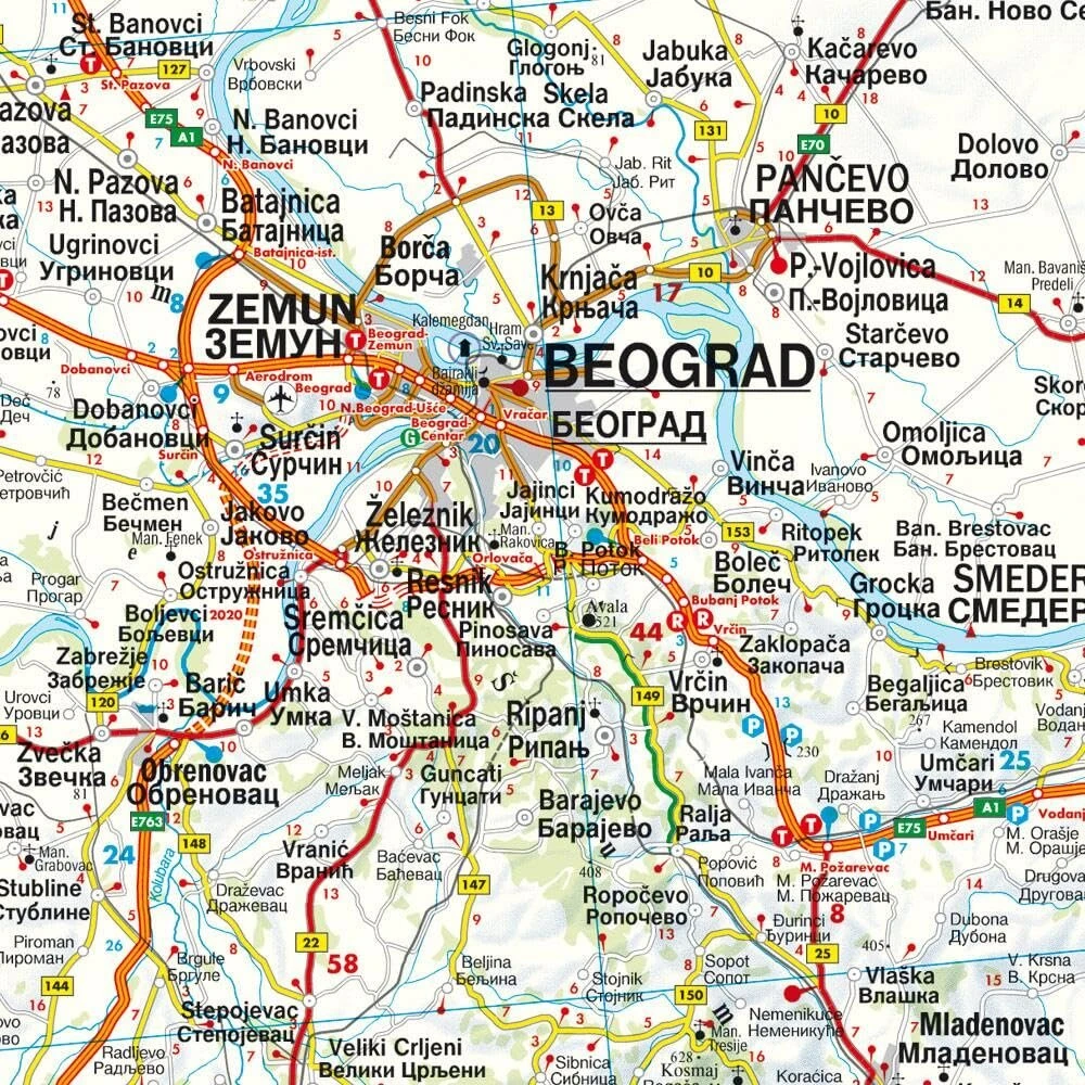Serbija - Juodkalnija - Kosovas - Šiaurės Makedonija, Automobilių žemėlapis 1:500 000 (freytag & berndt Auto + Freizeitkarten)