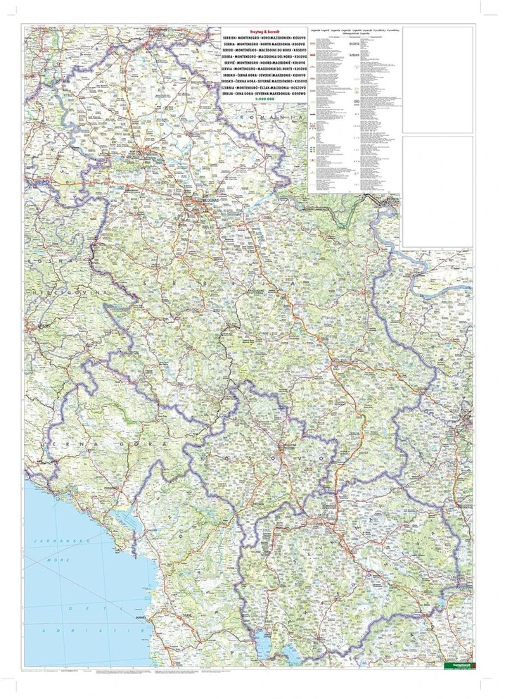 Serbija - Juodkalnija - Kosovas - Šiaurės Makedonija, Automobilių žemėlapis 1:500 000 (freytag & berndt Auto + Freizeitkarten)