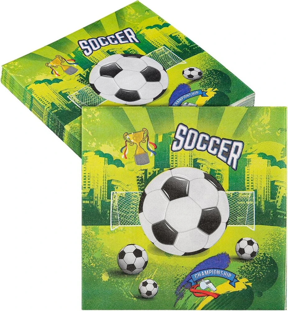 Servetėlės Futbolas, 40 vnt., 33 x 33 cm, vaikiškas gimtadienis, futbolo servetėlės, vaikiškos futbolo vakarėlio dekoracijos, futbolo servetėlės futbolo dekoravimui, gimtadienio vaikams ir vakarėliui