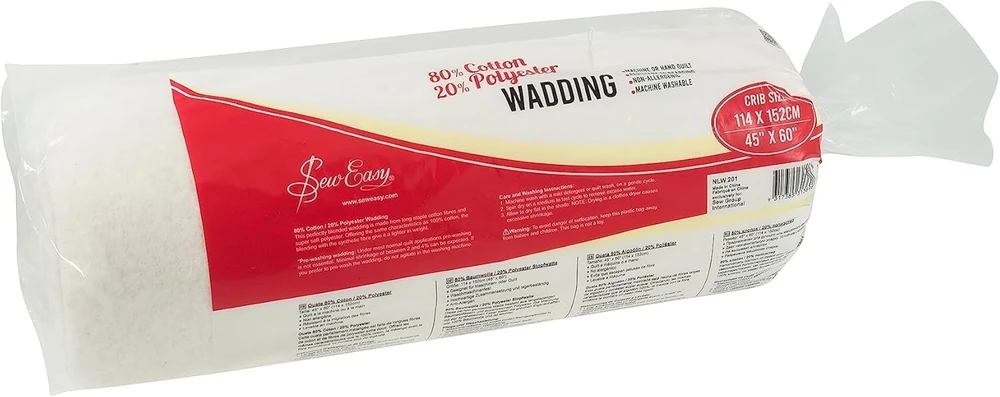 Sew Easy dygsniuotas vatelinas 80% medvilnė 20% poliesteris skalbiamas lovytės dydis 114 cm x 152 cm