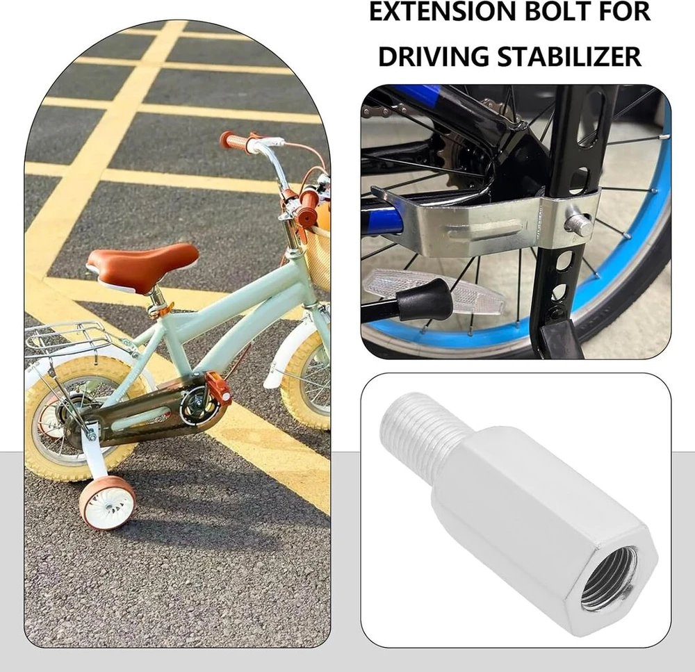 Sg store 2 vnt. 3/8 colio dviračio stabilizatoriaus prailginimo varžtų ašies prailginimai, tinkami daugumai vaikiškų dviračių stabilizatorių, kurių rato dydis nuo 12 iki 20 colių