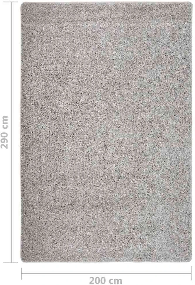 Shaggy tipo kilimėlis, šviesiai pilkas, 200x290cm, neslystantis