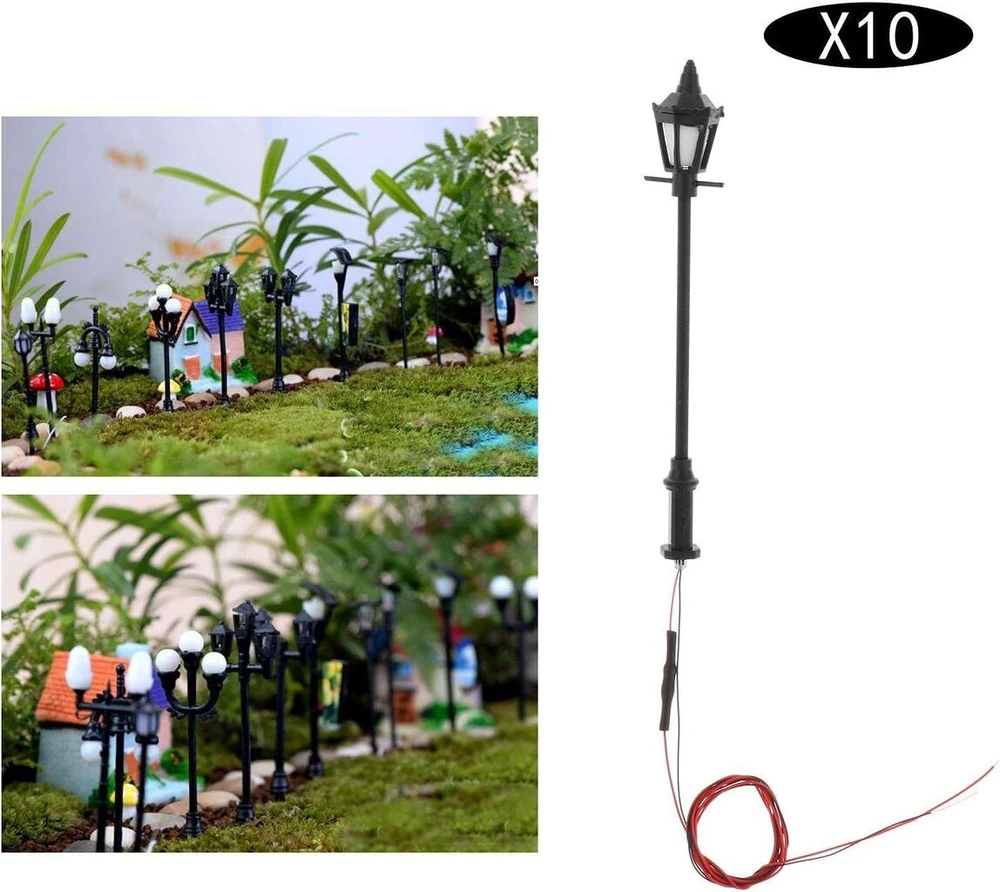 Sharplace 10 x apšvietimo modelių gamyba, 1:100 modelių gamybos apšvietimas, gatvių žibintų modelių gamyba h0, led lempų modelių gamyba, mini sodo dekoracijų rinkinys - warm led single head