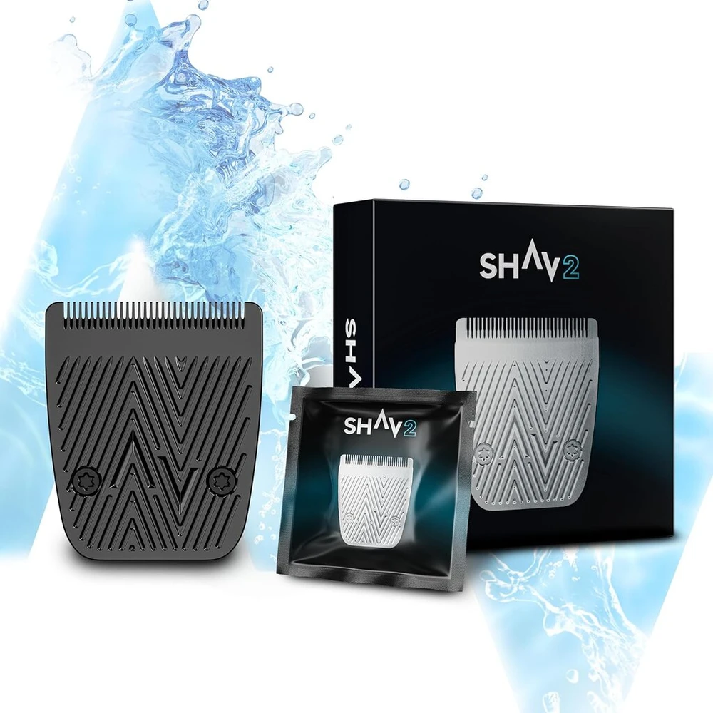 Shav 2™ atsarginis skustuvo peiliukas - Cutfree™ intymus skustuvas vyrams, šlapio/sauso plaukų kirpiklis su keičiamu keraminiu peiliuko moduliu, kūno priežiūros priemonė intymioms vietoms ir kūno plaukams, vyriškas skustuvas