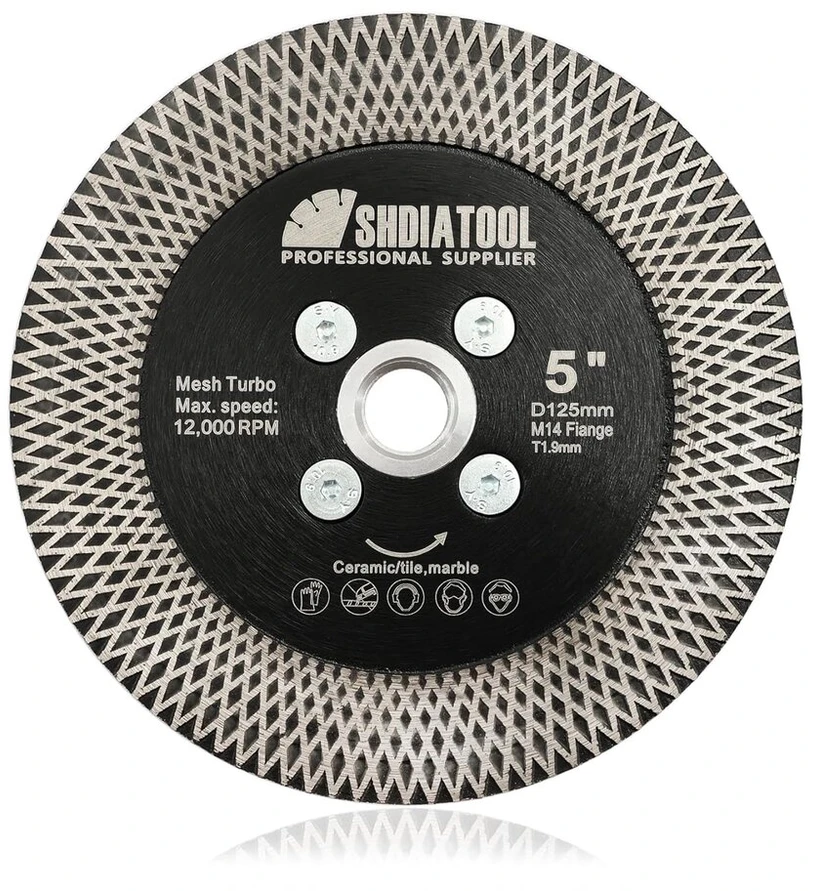 Shdiatool deimantinis pjovimo diskas šlifavimo diskas - 125 mm granito pjūklo diskas dvipusis vakuuminiu būdu lituotas plytelių deimantinis diskas x-mesh forma marmurui betonui akmeniui porcelianui keramikai m14 sriegis