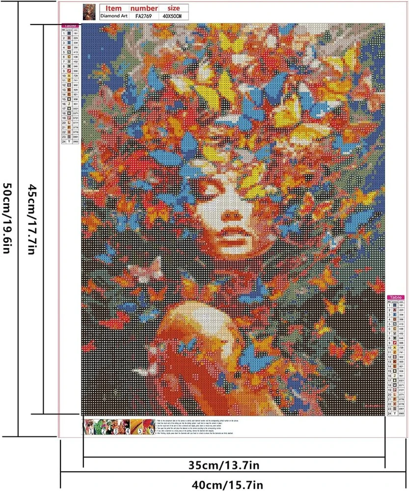 Shegzhuc 40 x 50 cm kvadratinių akmenų deimantų tapyba moteris su skrybėle deimantų tapybos paveikslai moterys su drugelio skrybėle mozaikos deimantų tapybos meno siuvinėjimo kryželiu paveikslai dovana sienų dekoravimui