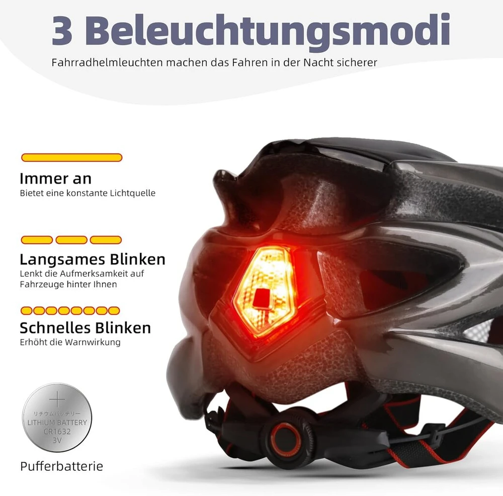 Shinmax dviračio šalmas su led lempute, ce sertifikatai, specializuotas dviračio šalmas su saugos lempute, skirtas kalnų ir plento dviračiams, vientisas dviračio šalmas, skirtas suaugusiems, su nuimamu skydeliu ir pamušalu