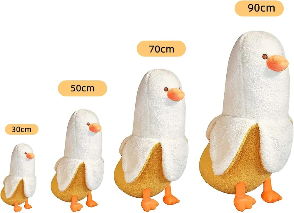 Shownicer pliušinis žaislas bananinė antis, kawaii antis, minkštas žaislas bananas, pliušinė pagalvėlė, minkštas žaislas, dekoratyvinė pagalvėlė, dovana vaikams, mergaitėms, berniukams, 30 cm