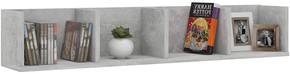 Sieninė CD lentyna, betono pilka, 100x18x18cm, apdirbta mediena