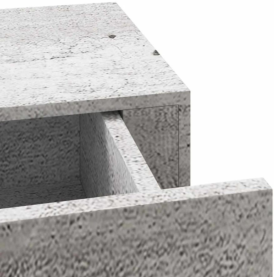 Sieninė lentyna su stalčiumi, betono pilka, 60x23,5x10cm, MDF