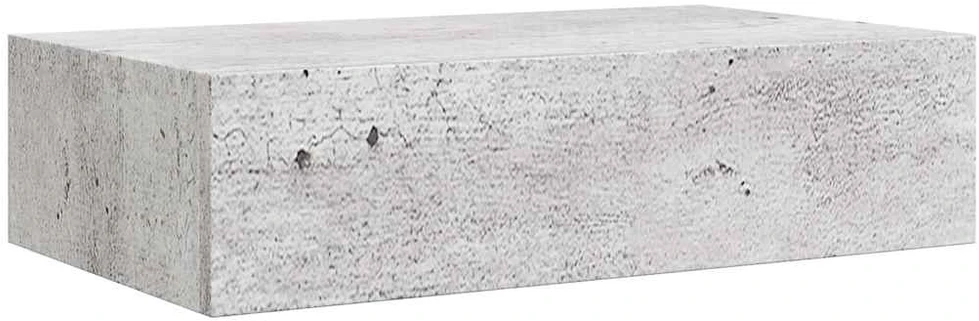 Sieninė lentyna su stalčiumi, betono pilka, 40x23,5x10cm, MDF