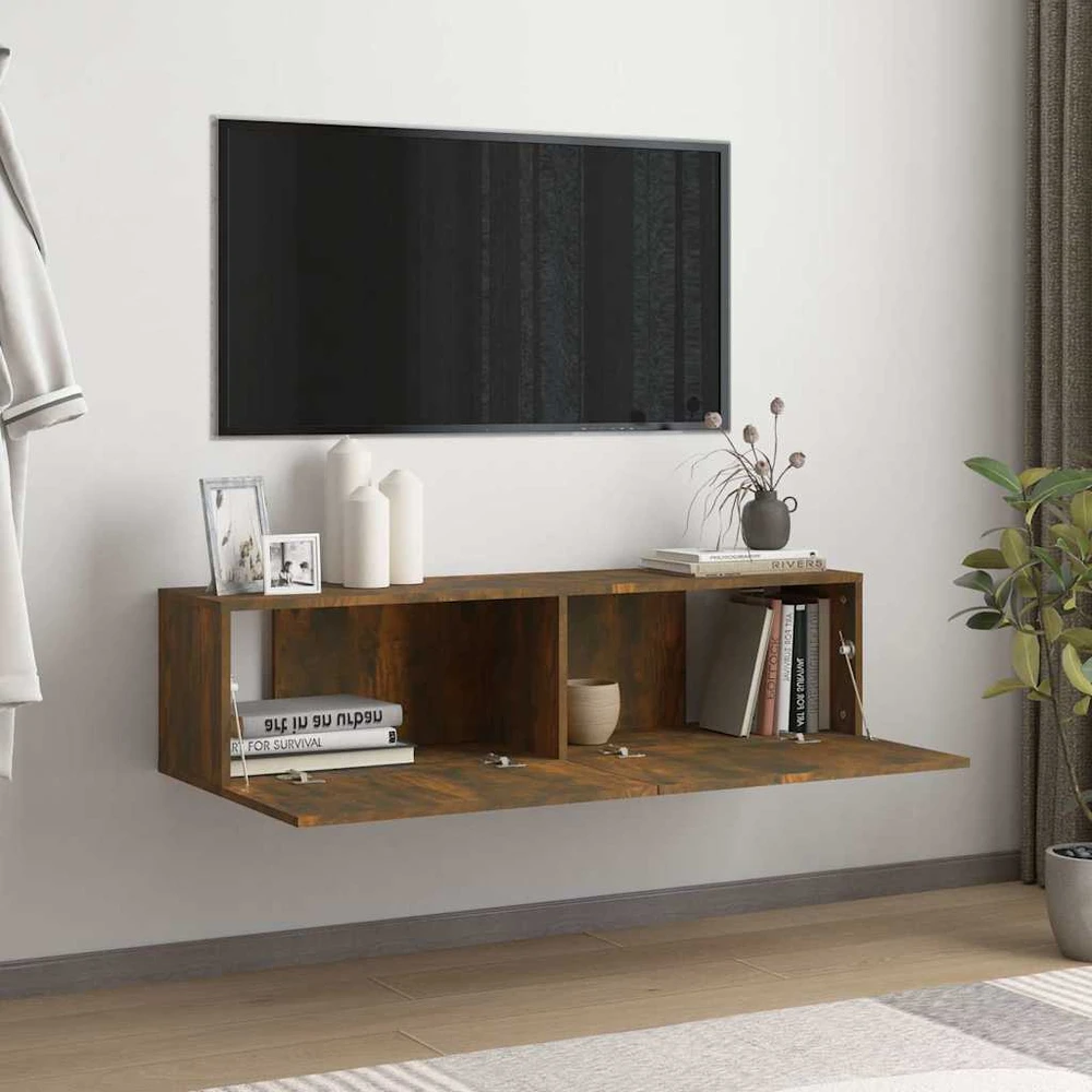 TV staliukas Sieninė televizoriaus spintelė, ąžuolo, 120x30x30 cm, mediena