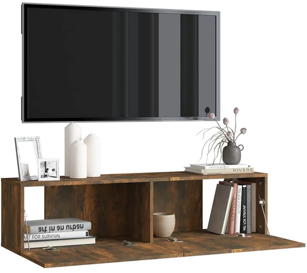 TV staliukas Sieninė televizoriaus spintelė, ąžuolo, 120x30x30 cm, mediena