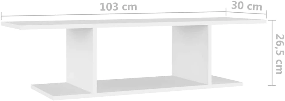 TV staliukas Sieninė televizoriaus spintelė, balta, 103x30x26,5cm