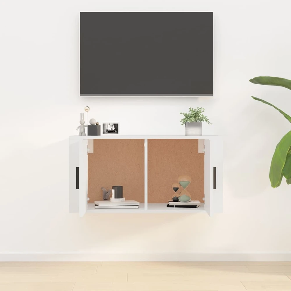 TV staliukas Sieninė televizoriaus spintelė, balta, 80x34,5x40cm