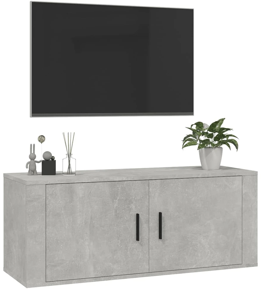 TV staliukas Sieninė televizoriaus spintelė, betono pilka, 100x34,5x40cm