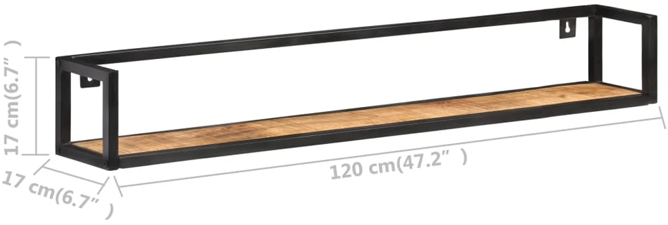 Sieninės lentynos, 2vnt., 120cm, neapdorota mango mediena