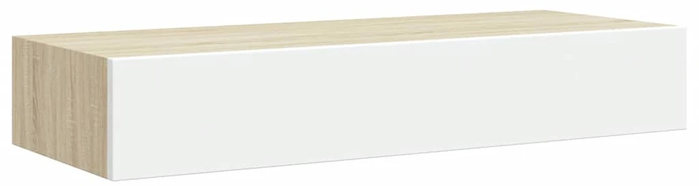 Sieninės stalčių lentynos, 2 vnt., ąžuolo ir baltos spalvos, 60x23,5x10cm, MDF