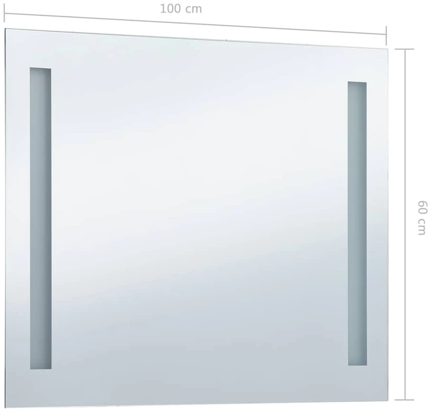 Sieninis vonios kambario veidrodis su LED, 100x60cm