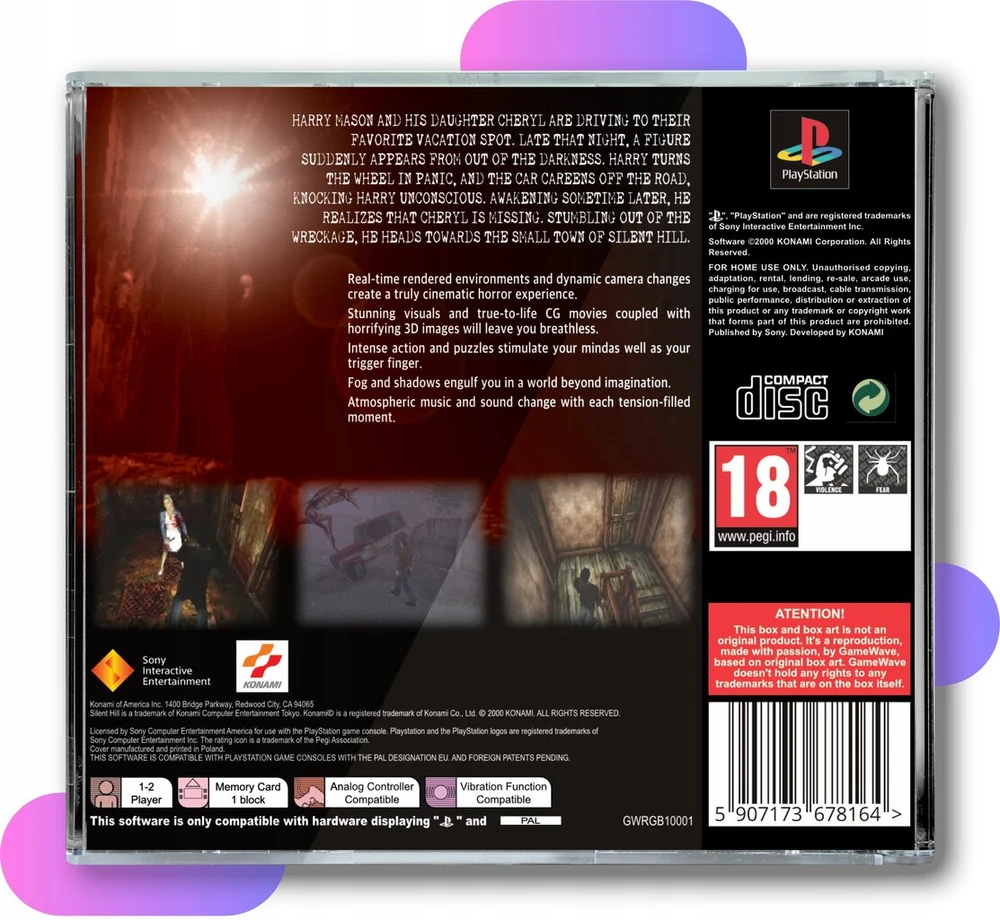 Silent Hill Ps1 | Jewel Case dėžutės reprodukcija Ps1 | Pal