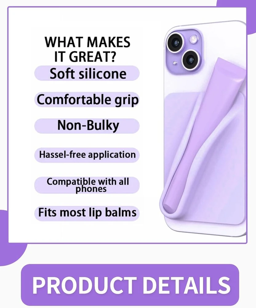 Silikoninis dėklas su lūpų dažų laikikliu telefonui, violetinis