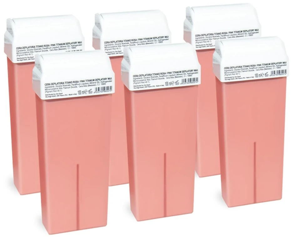 Šilto vaško kasetės, 6 vnt., rožinės, 100 ml – papildymo rinkinys