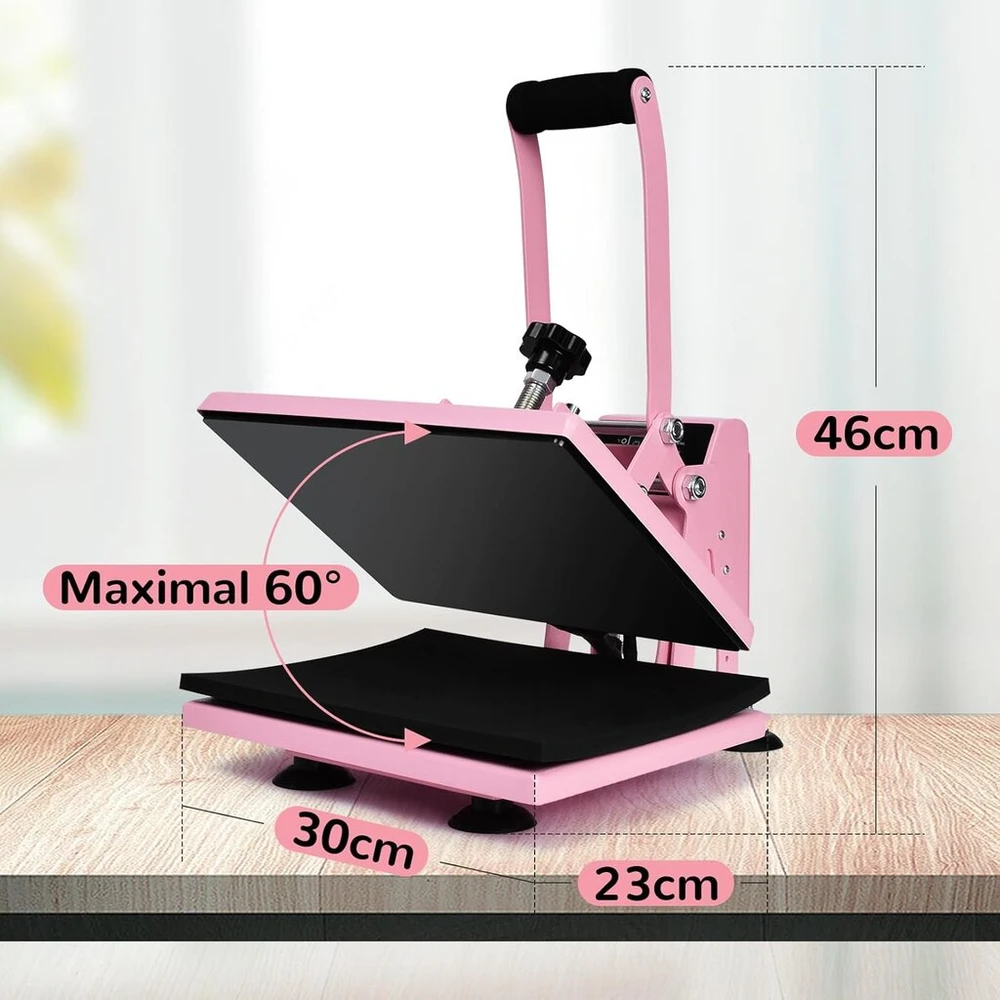 Spausdintuvas Šilumos presas 30x23 cm, 0-250°c, rožinis, su Lcd
