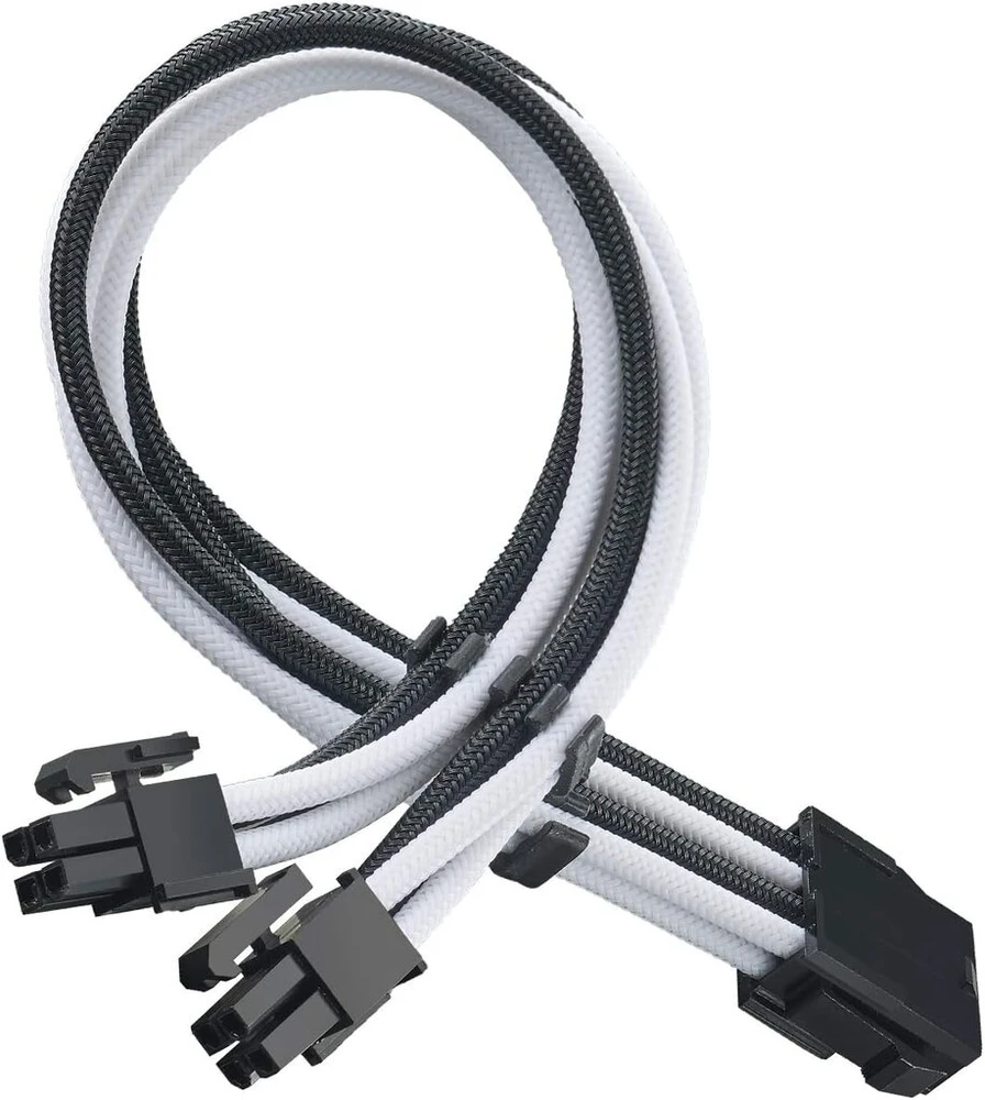 Silverstone sst-pp07e-eps8bw maitinimo šaltinio ilgintuvas 30 cm eps 8-pin į eps/atx 4+4-pin juodas + baltas
