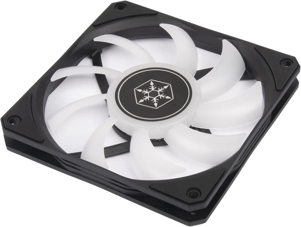 Silverstone Technology Sst-as120b-argb - Air Slimmer plonas 120 mm ventiliatorius su patobulinta veikimu, pilno diapazono Pwm valdymu ir Argb apšvietimo efektu