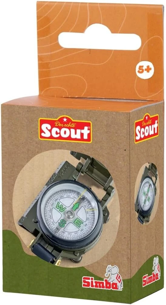 Simba 109452665 Scout vaikiškas kompasas nuo 5 metų - sulankstomas kišeninis kompasas su metaliniu korpusu ir vizoriumi, tyrinėtojo ir keliautojo žaislas mergaitėms ir berniukams