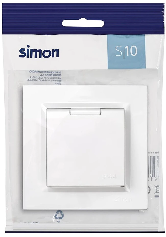 Simon 10 serijos Schuko sieninis lizdas 250v 10a, montuojamas