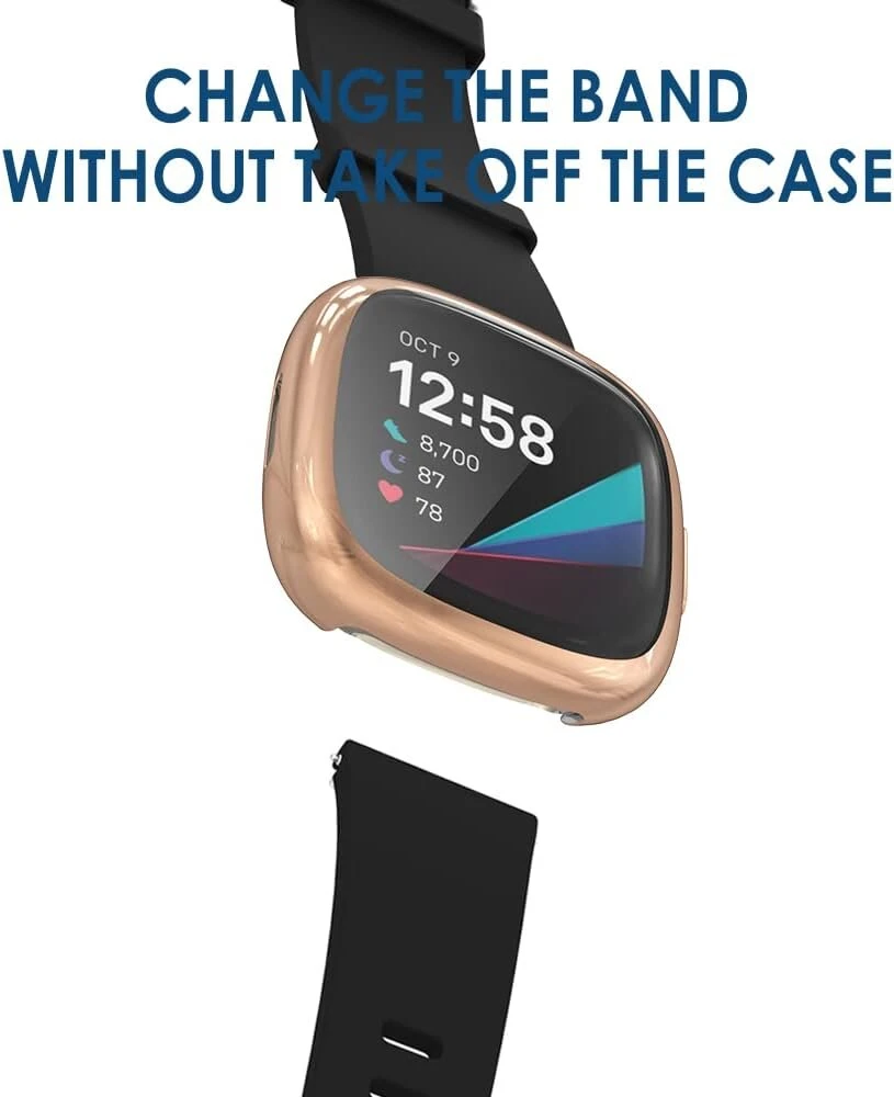 Simpeak 5 vnt. dėklai Fitbit Versa 4, lengvi Tpu apsauginiai dėklai