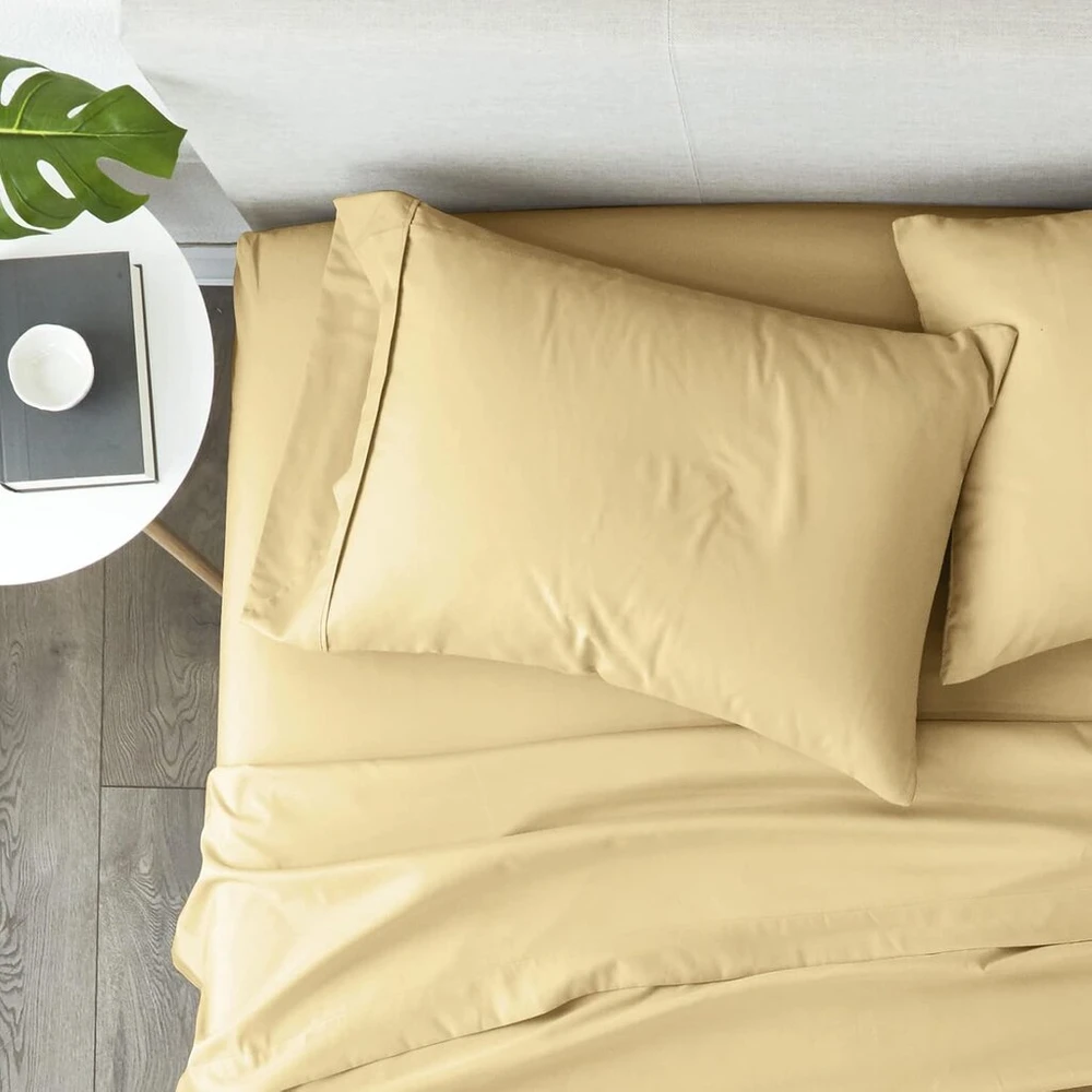 Simple Cushion 2 dalių itin minkštų pagalvių užvalkalų komplektas, aukso spalvos, standartinis