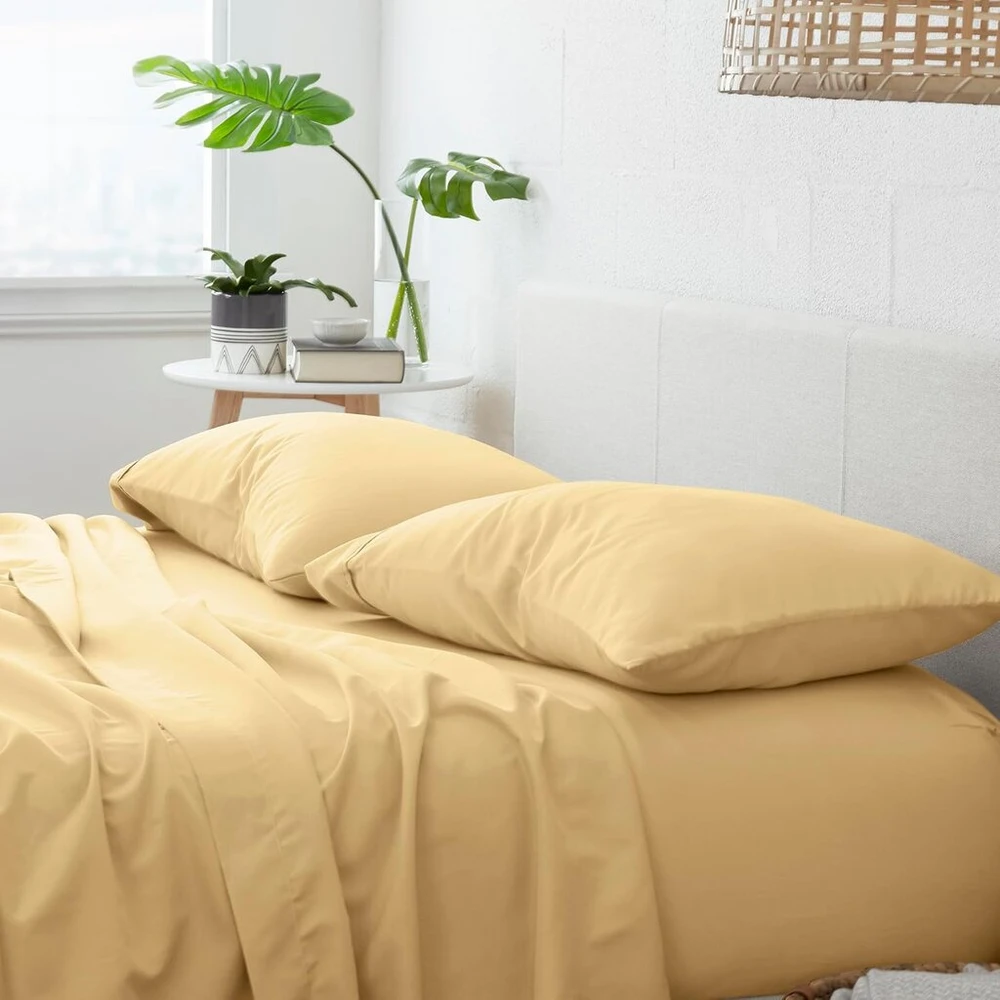 Simple Cushion 2 dalių itin minkštų pagalvių užvalkalų komplektas, aukso spalvos, standartinis