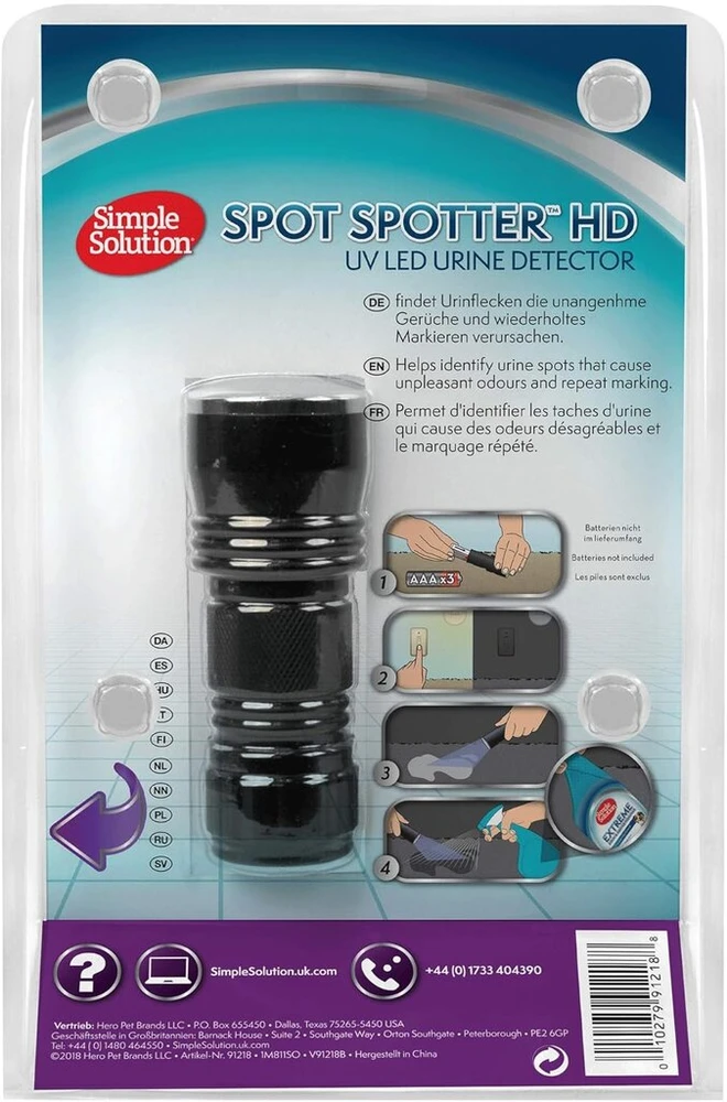 Simple Solution Spot Spotter Uv Led šlapimo detektorius, skirtas aptikti ir pašalinti naminių gyvūnų šlapimo dėmes ir kvapus