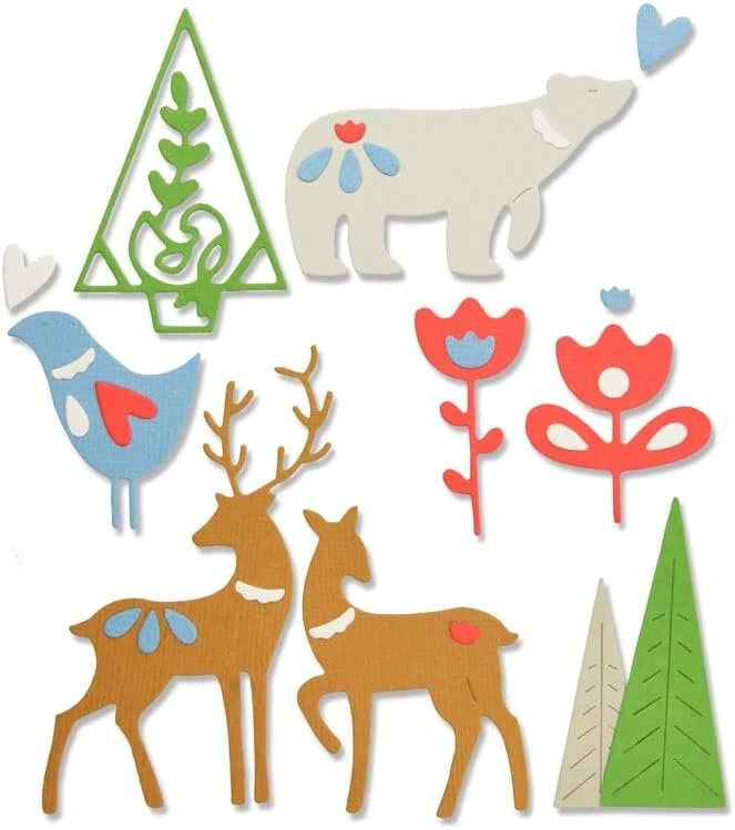 Sizzix 663413 Christmas Elements by Lisa Jones Cutting Dies, įvairiaspalvis, vienas dydis