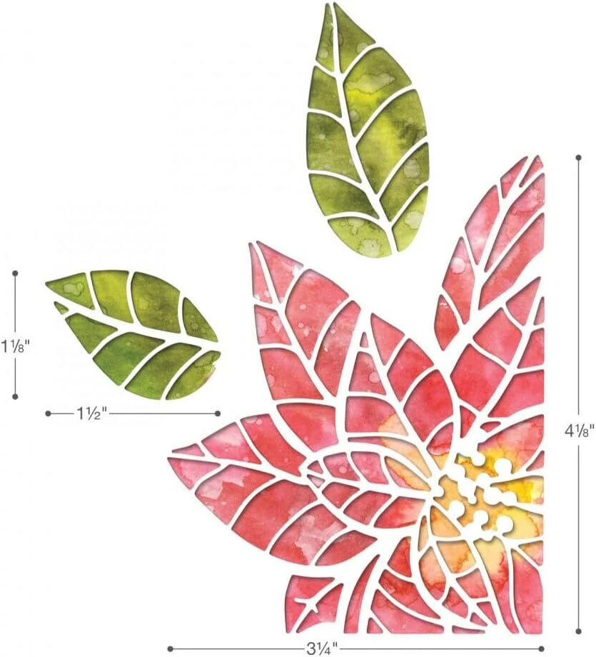 Sizzix 664212 Poinsettia Pieces by Tim Holtz pjovimo formelės, plastikas, įvairiaspalvis, vienas dydis