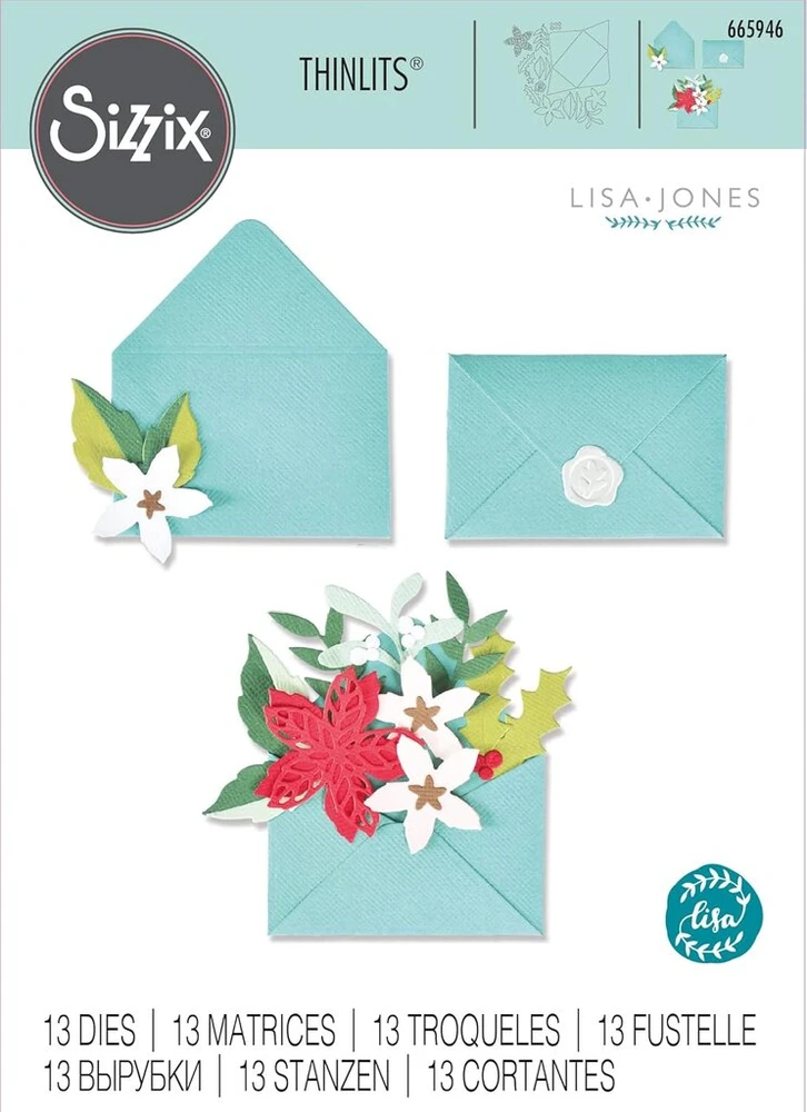Sizzix Festive Envelope Chapter Sizzx Thinlits pjovimo formelių rinkinys 13vnt Festive Envelope, autorė Lisa Jones | 665946 | Chapter 3 2022, plastikinis popierius, įvairiaspalvis, vienas dydis