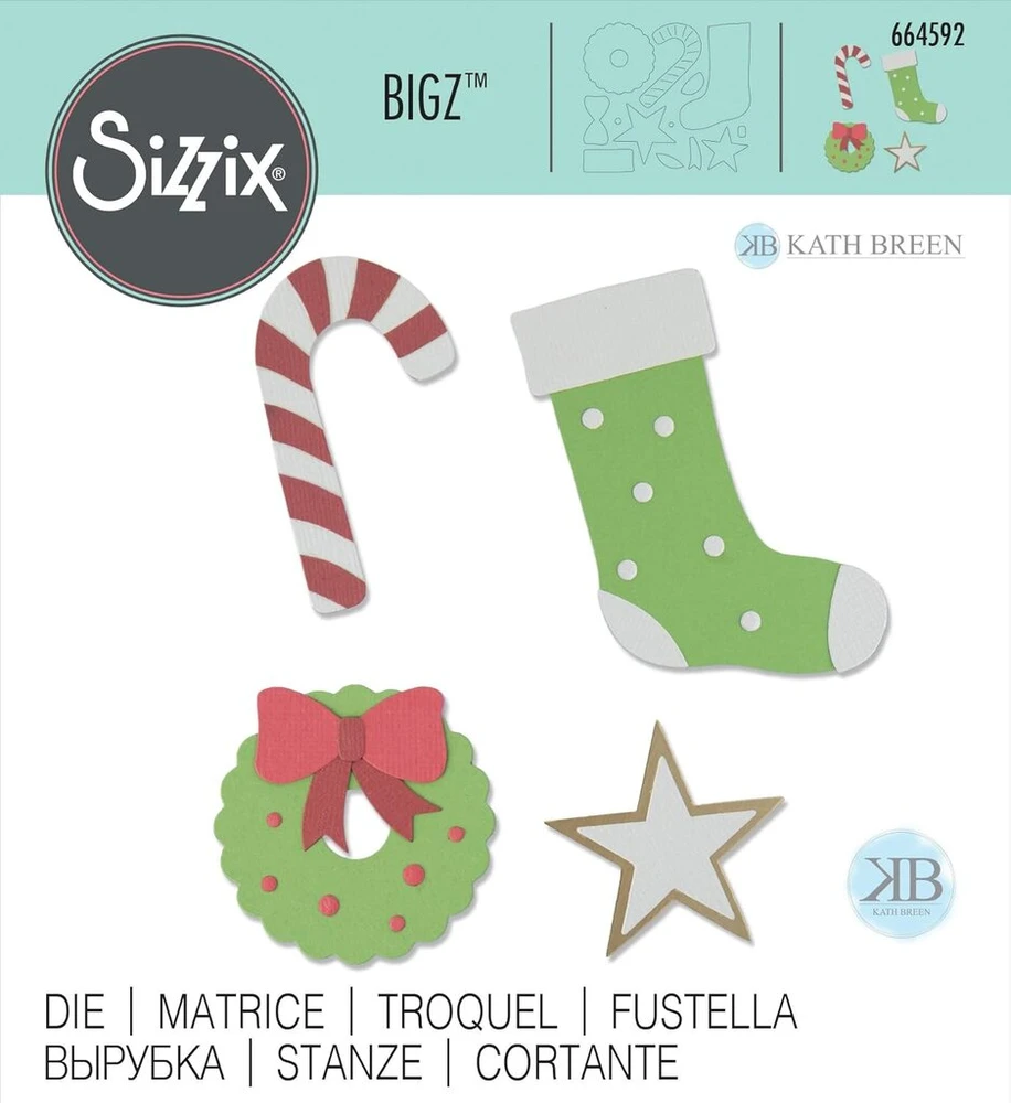 Sizzix Seasonal by Bigz štampas 664592 Seasonal Elements by Kath Breen, popierius metalas medis, sezoniniai elementai, vienas dydis
