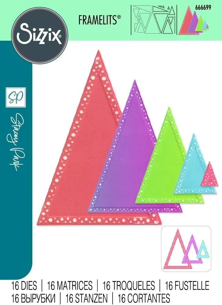 Sizzix Stacey Park Fantasy Frame išpjovimo formelių rinkinys, Patti's Perfect Triangles by Stacey Park, įvairiaspalvis, vienas dydis