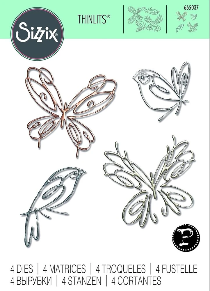 Sizzix Thinlits Flight of Fancy pjovimo formelių rinkinys, sukurtas Pete Hughes | 665037 | metalinės pjovimo formelės kortelių gamybai, scrapbooking'ui, popieriaus amatams ir kt., plastikas, pilka, vienas dydis