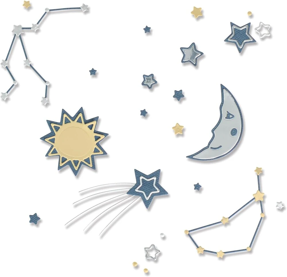 Sizzix Thinlits pjovimo formelės 12pk Night Light, Jennifer Ogborn, 666021 skyrius 4 2022, plokštelė, plastikas, pilka, vienas dydis