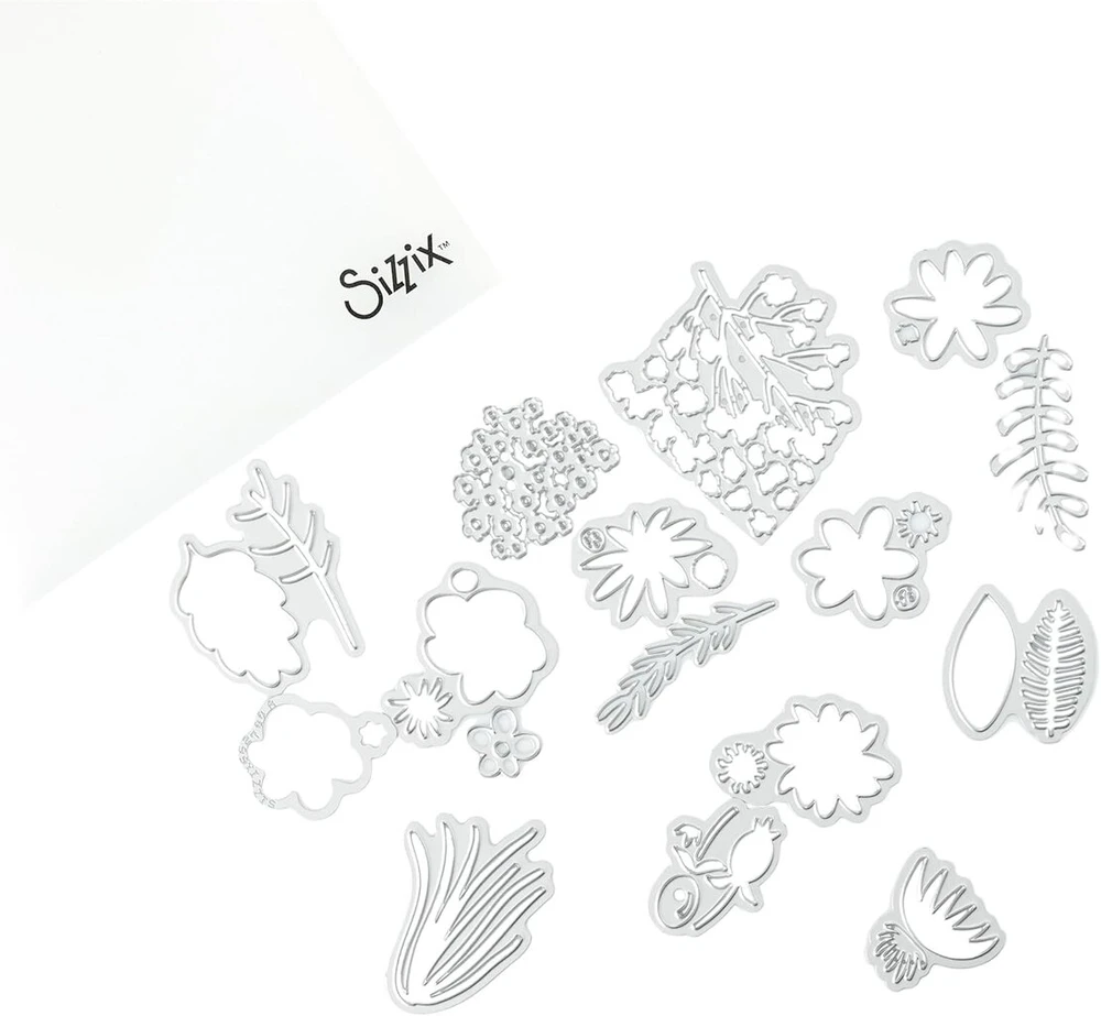 Sizzix Thinlits trafaretų rinkinys 15pk-funky Floral by Tim Holtz, metalas, įvairiaspalvis, 19.1 x 14.4 x 0.4 cm