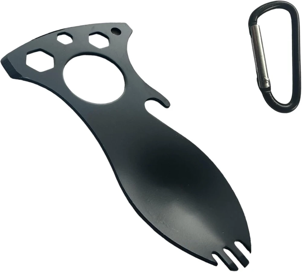 Sk wild ones® lauko šaukštas-šakutė - nerūdijantis plienas su 11 funkcijų - bushcraft šakutės šaukšto stovyklavimo rinkinys - kelioninių įrankių rinkinys - daugiafunkcis stovyklavimas - lauko vanlife priedų rinkinys stovyklavimui
