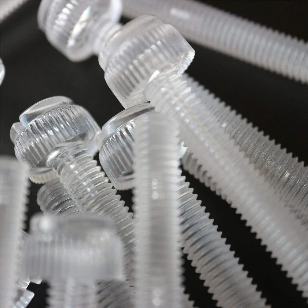 Skaidrių varžtų su galvute rinkinys, 60 vnt., skaidrus akrilo plastikas M6 x 60 mm