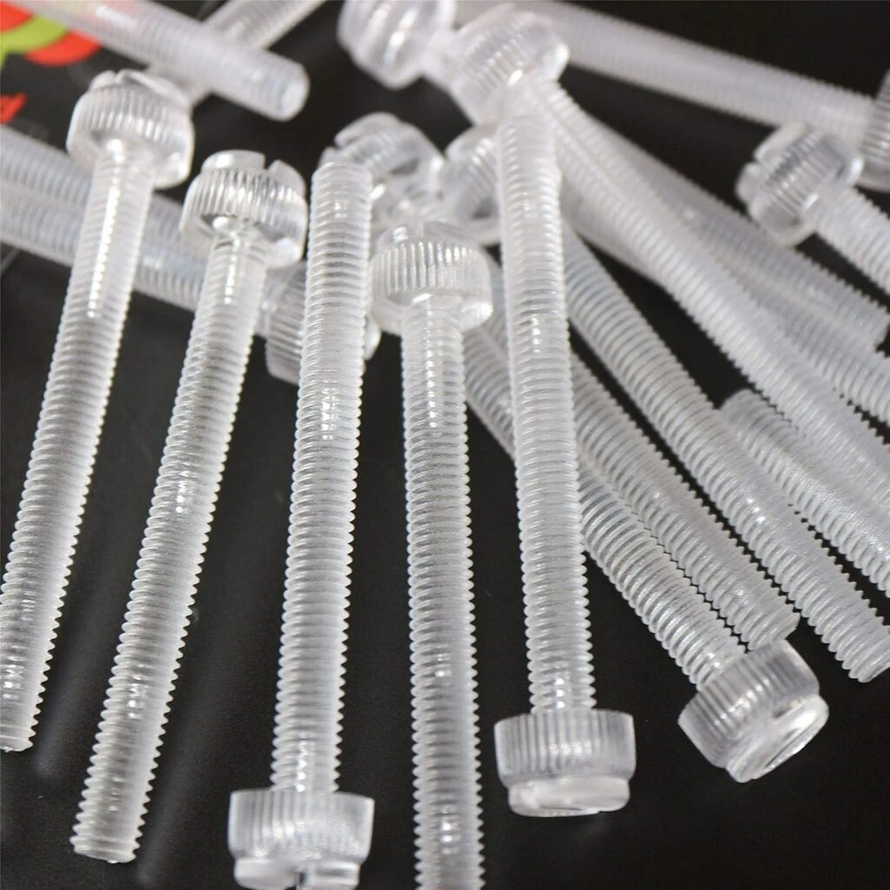 Skaidrių varžtų su galvute rinkinys, 60 vnt., skaidrus akrilo plastikas M6 x 60 mm